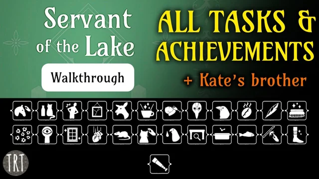 Servant of the Lake achievement recording cover, with rows of reward icons and the game title.