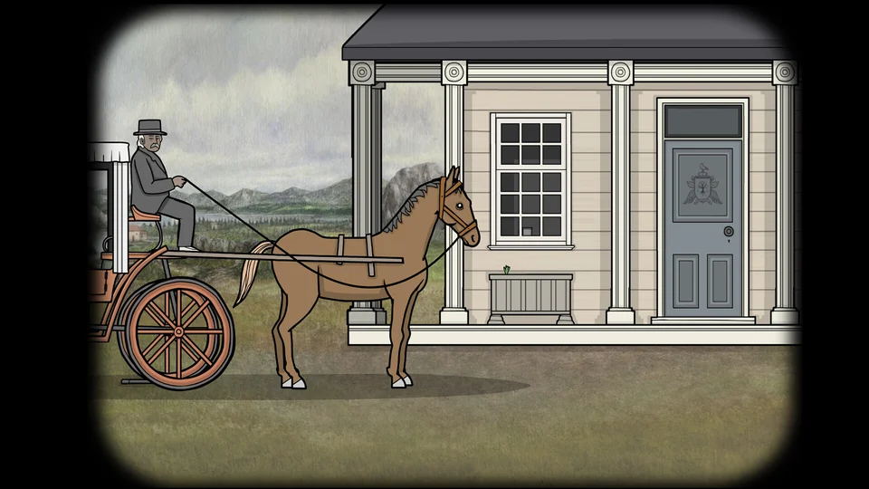 The horse and carriage outside the estate in Servant of the Lake.